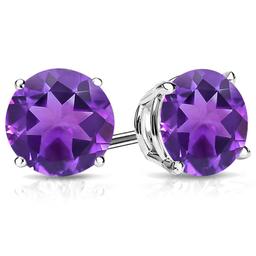 10mm Round Cut Amethyst 7.5ctw Stud Earrings In Sterling Silver