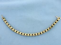13ct Sapphire And Diamond Tennis Line Bracelet In 14k Yellow Gold