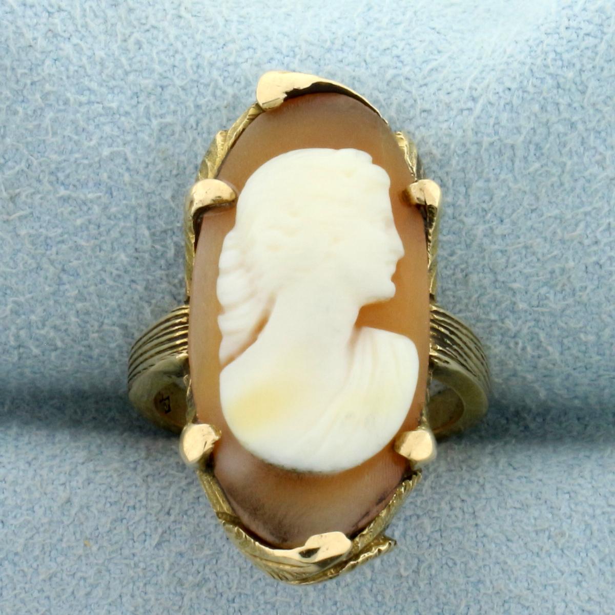 Vintage Cameo Ring In 10k Yellow Gold