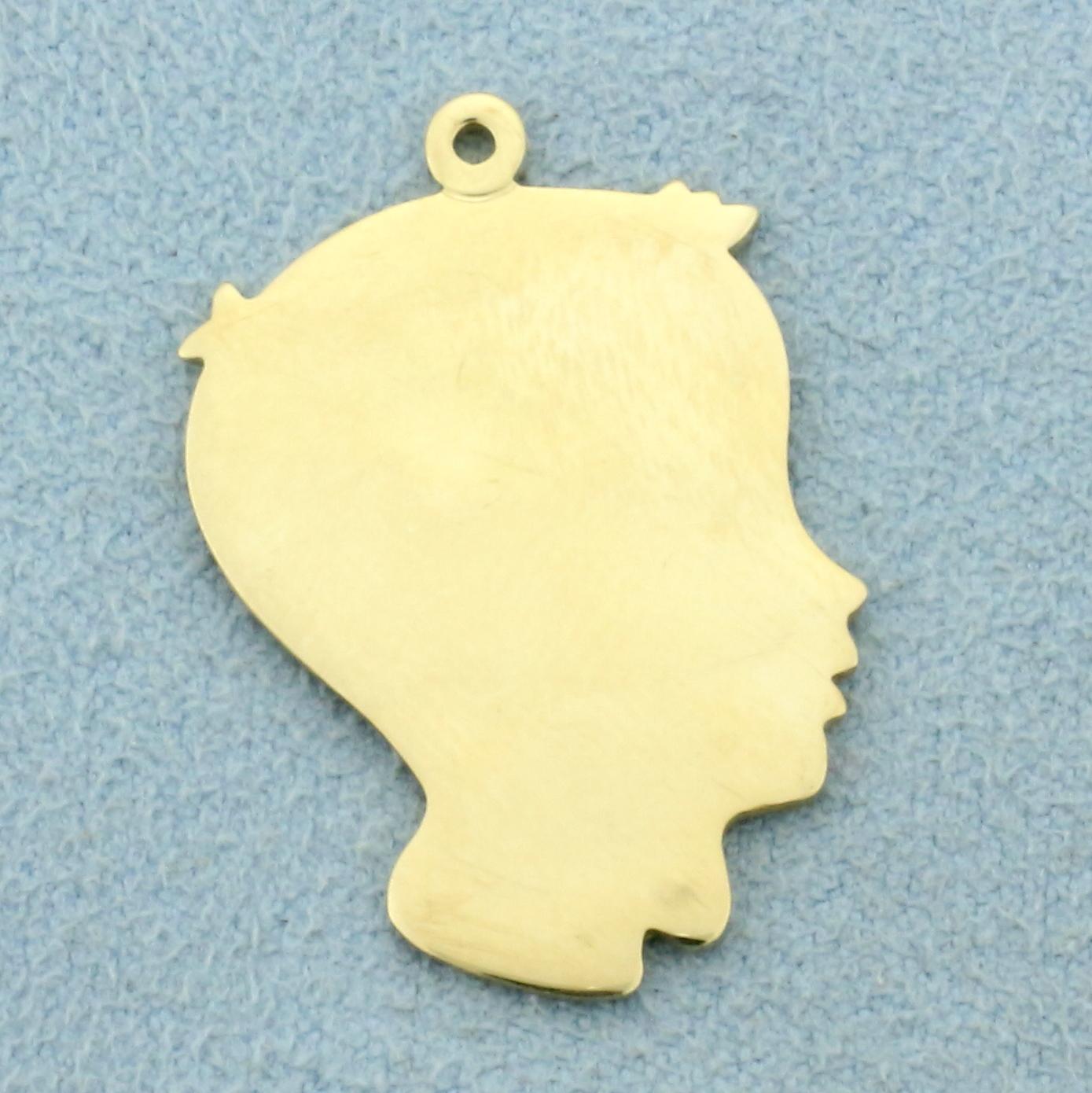Inscribable Boy Pendant Or Charm In 14k Yellow Gold