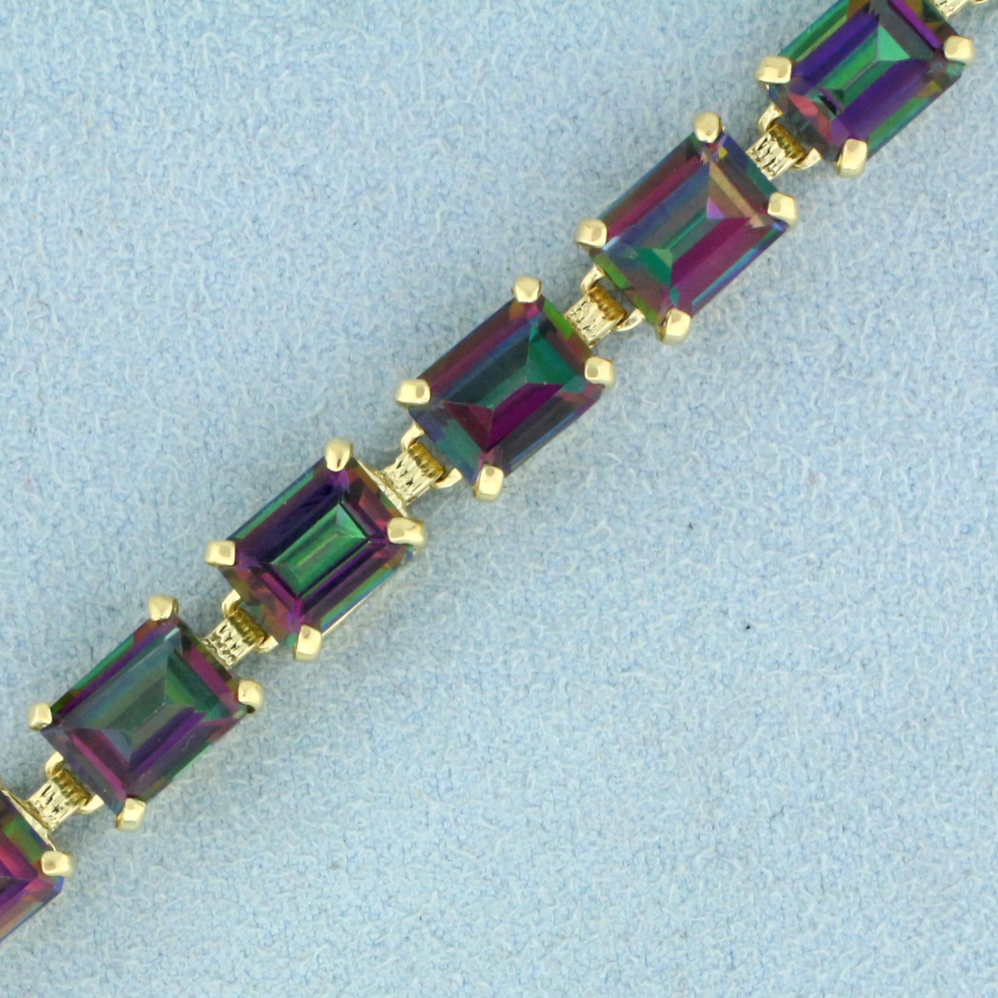 24ct Mystic Topaz Line Bracelet In 14k Yellow Gold