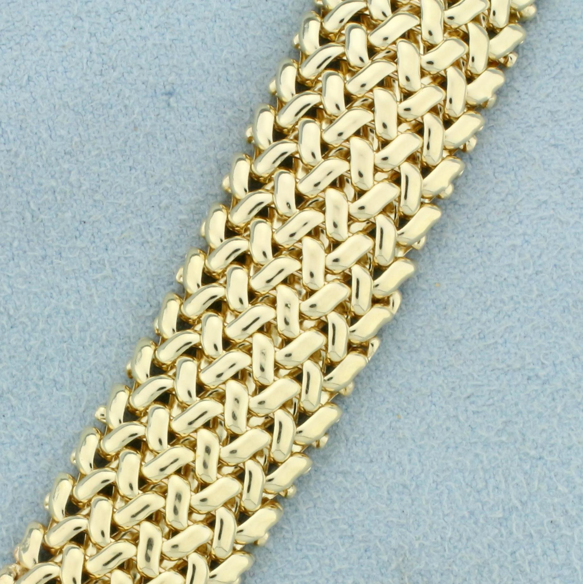 15 Inch Mesh Design Chain Necklace In 14k Yellow Gold