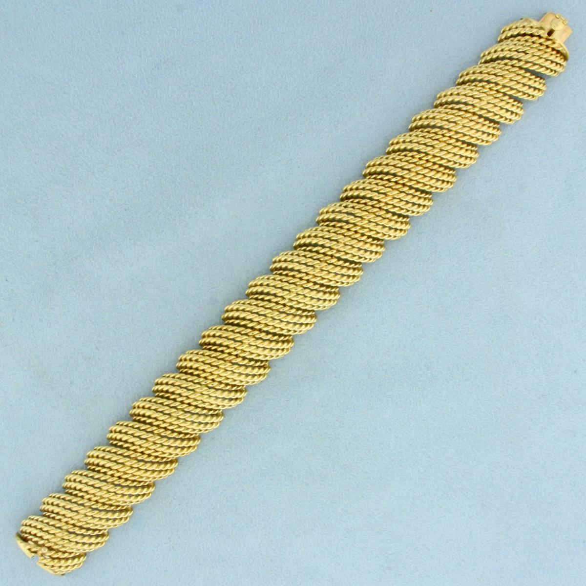 Wide Rope Design Bracelet In 18k Yellow Gold