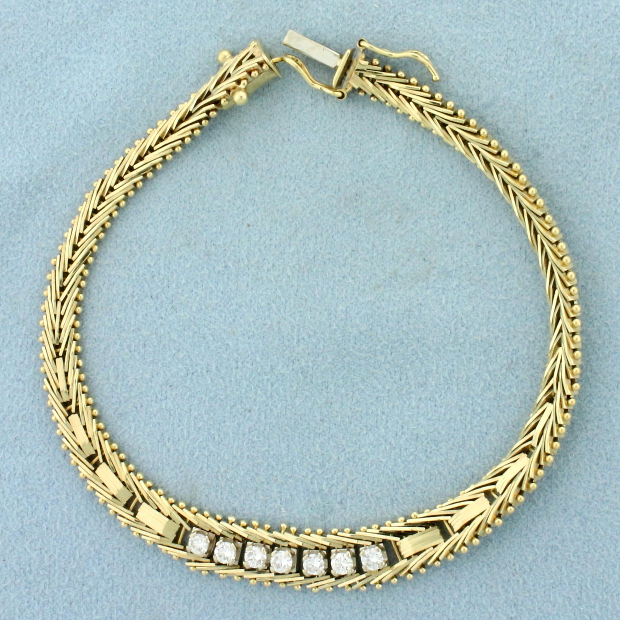 Designer Diamond Bracelet In 14k Yellow Gold