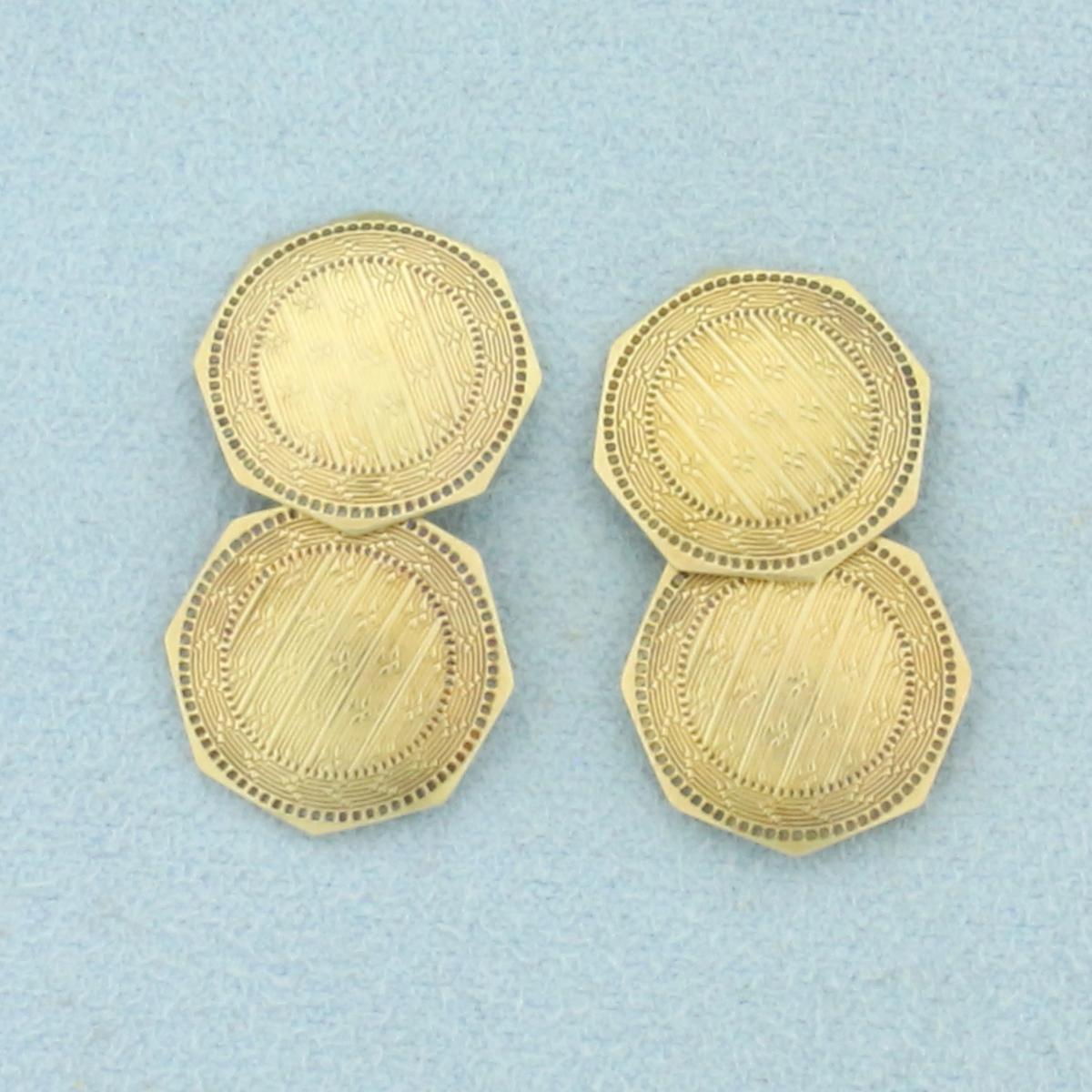 Edwardian Octagon Cufflinks In 10k Yellow Gold