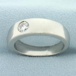 Mens 3/4ct Solitaire Diamond Pipe Style Ring In Palladium