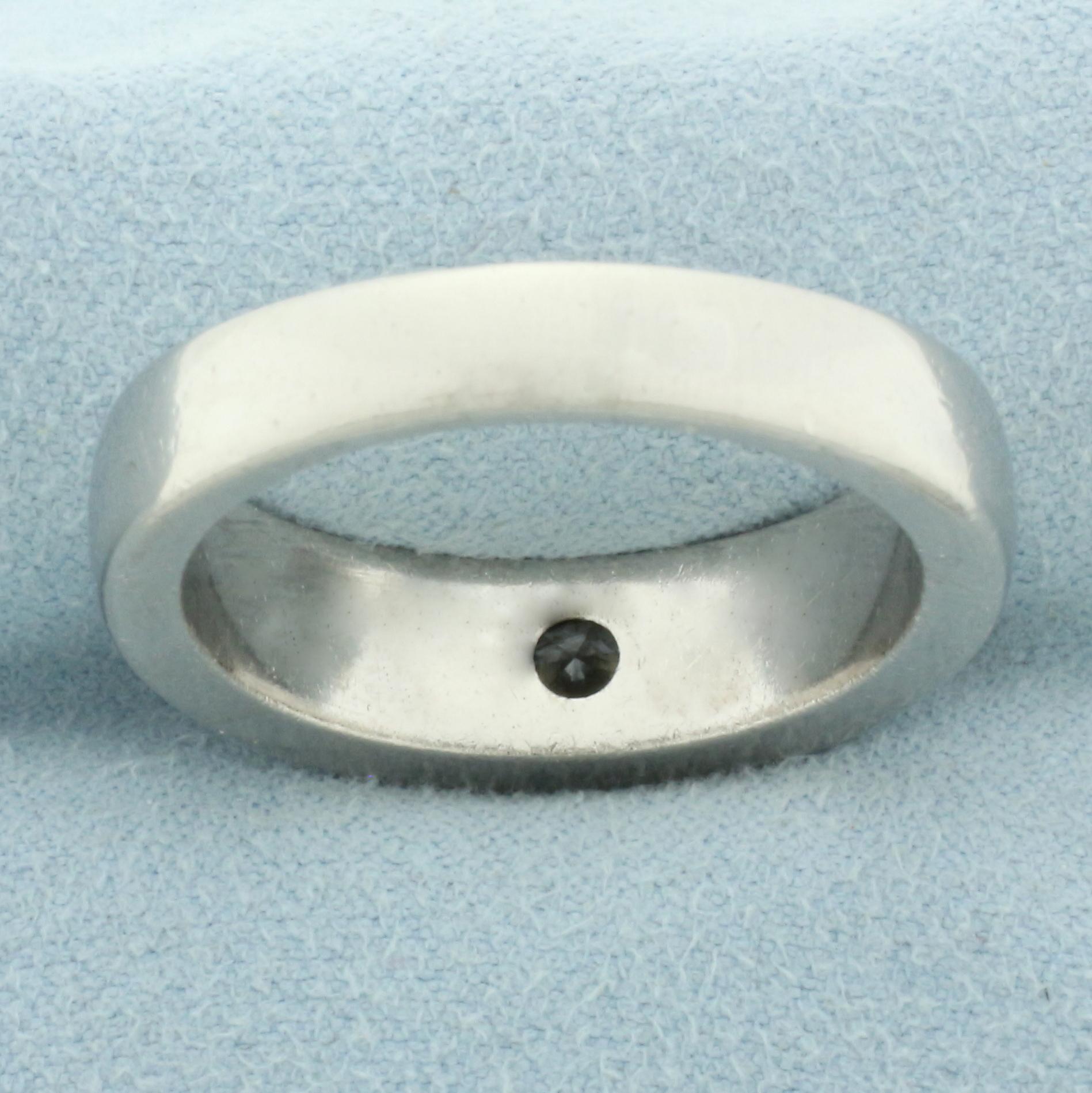 Mens 3/4ct Solitaire Diamond Pipe Style Ring In Palladium