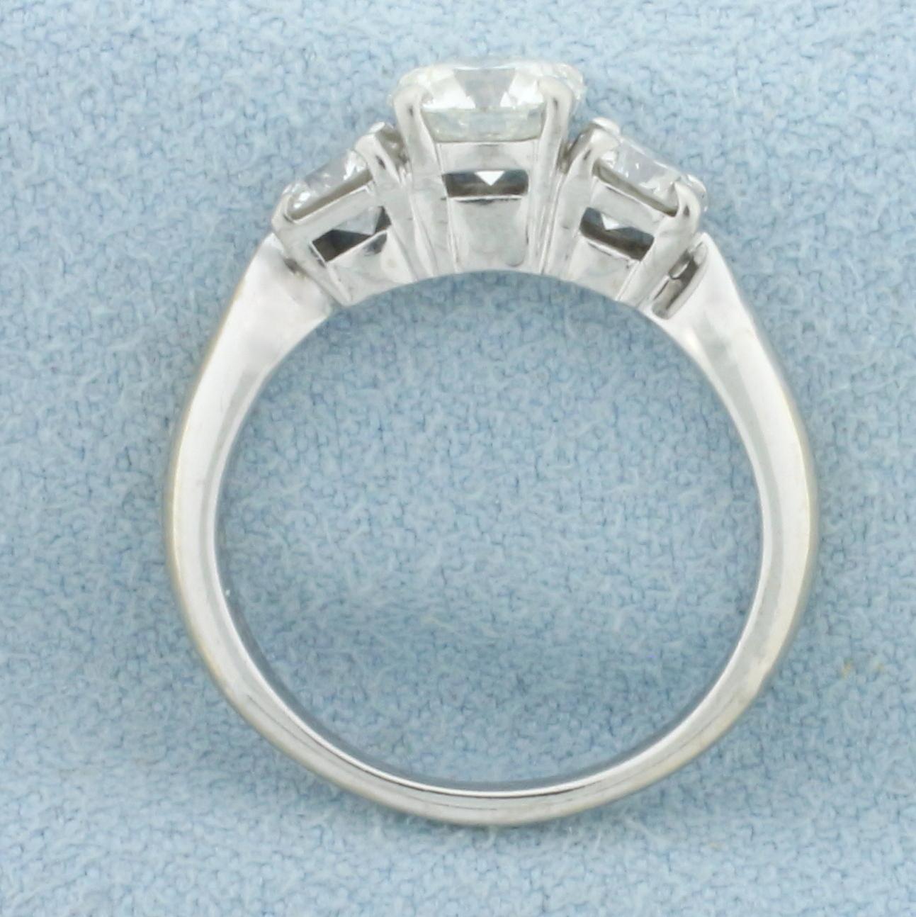 Certified Diamond 3 Stone Wedding Anniversary Engagement Ring In 18k White Gold