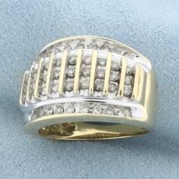 Diamond Channel Set Vertical Column Ring In 10k Yellow Gold