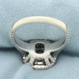 Neil Lane Cushion Cut Double Halo Engagement Ring In 14k White Gold