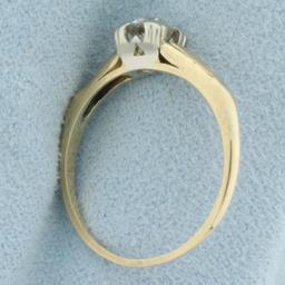 Vintage Old European Cut Diamond Solitaire Engagement Ring In 14k Yellow Gold