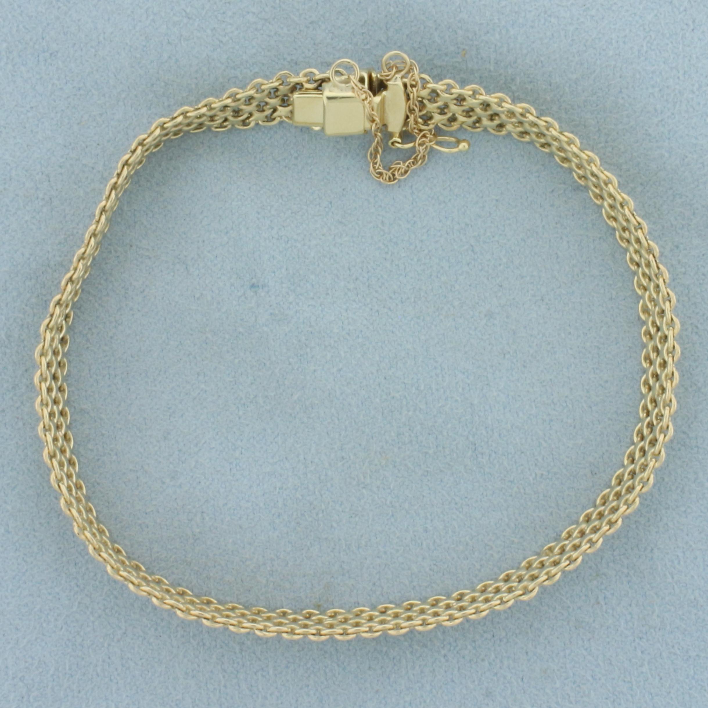 Italian Diamond Cut Mesh Bracelet In 14k Yellow Gold