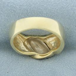 Two Tone 3 D Satin Finish Ring In 14k White And Yellow Gold