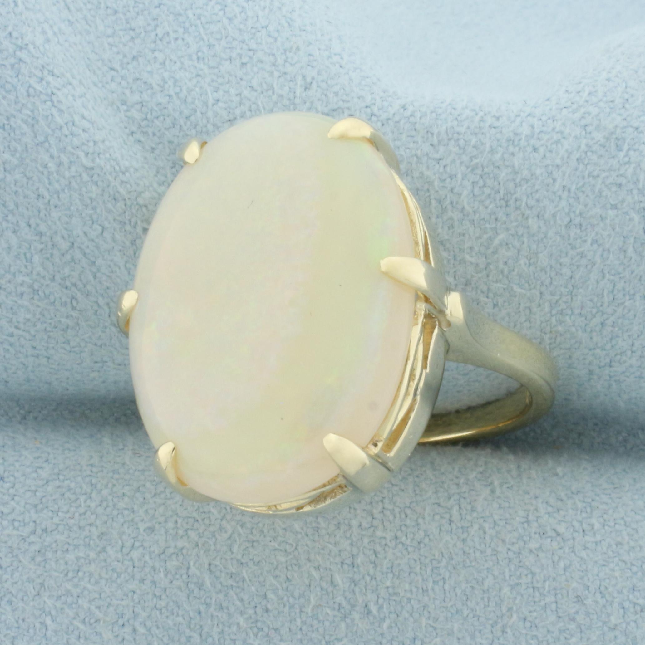 12ct Opal Solitaire Statement Ring In 14k Yellow Gold