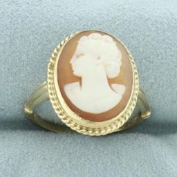 Vintage Cameo Ring In 10k Yellow Gold