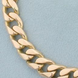 Mens Heavy Cuban Curb Link Bracelet In 14k Yellow Gold