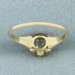 Antique 3/4ct Old Mine Cut Diamond Solitaire Engagement Ring In 14k Yellow Gold