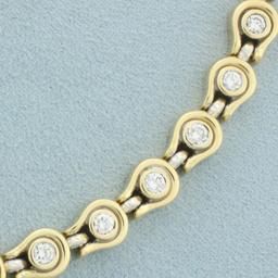 3ct Diamond Bezel Set Tennis Line Bracelet In 14k Yellow Gold
