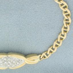 Diamond Anchor Link Bracelet In 10k Yellow Gold