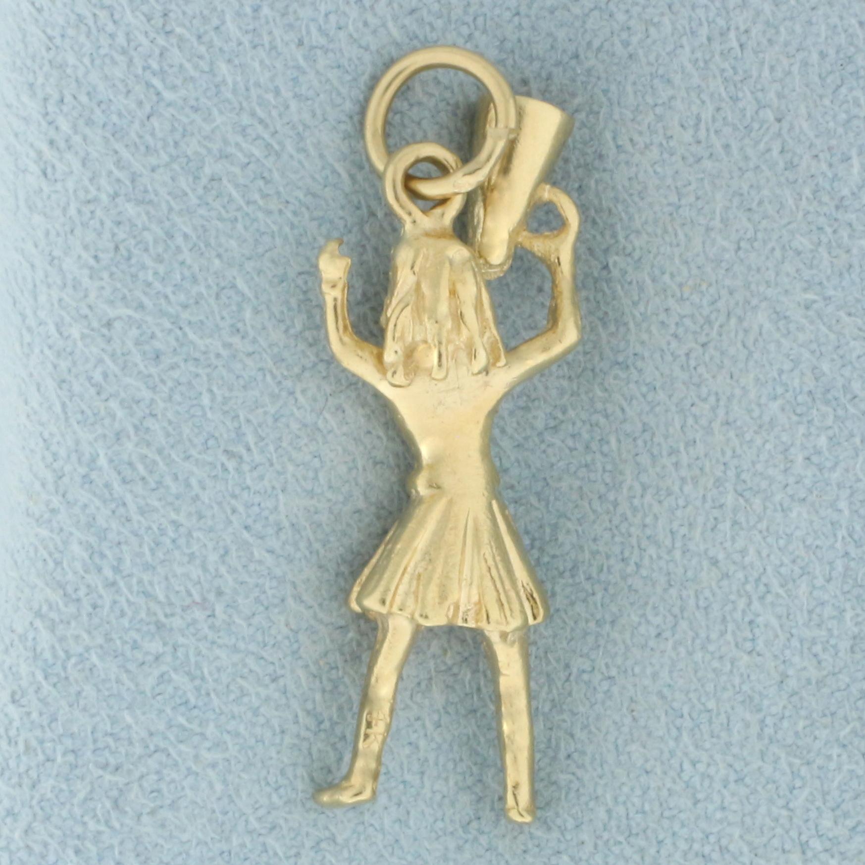 Cheerleader Charm Or Pendant In 14k Yellow Gold