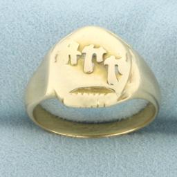 Mens Antique Signet Ring In 14k Yellow Gold