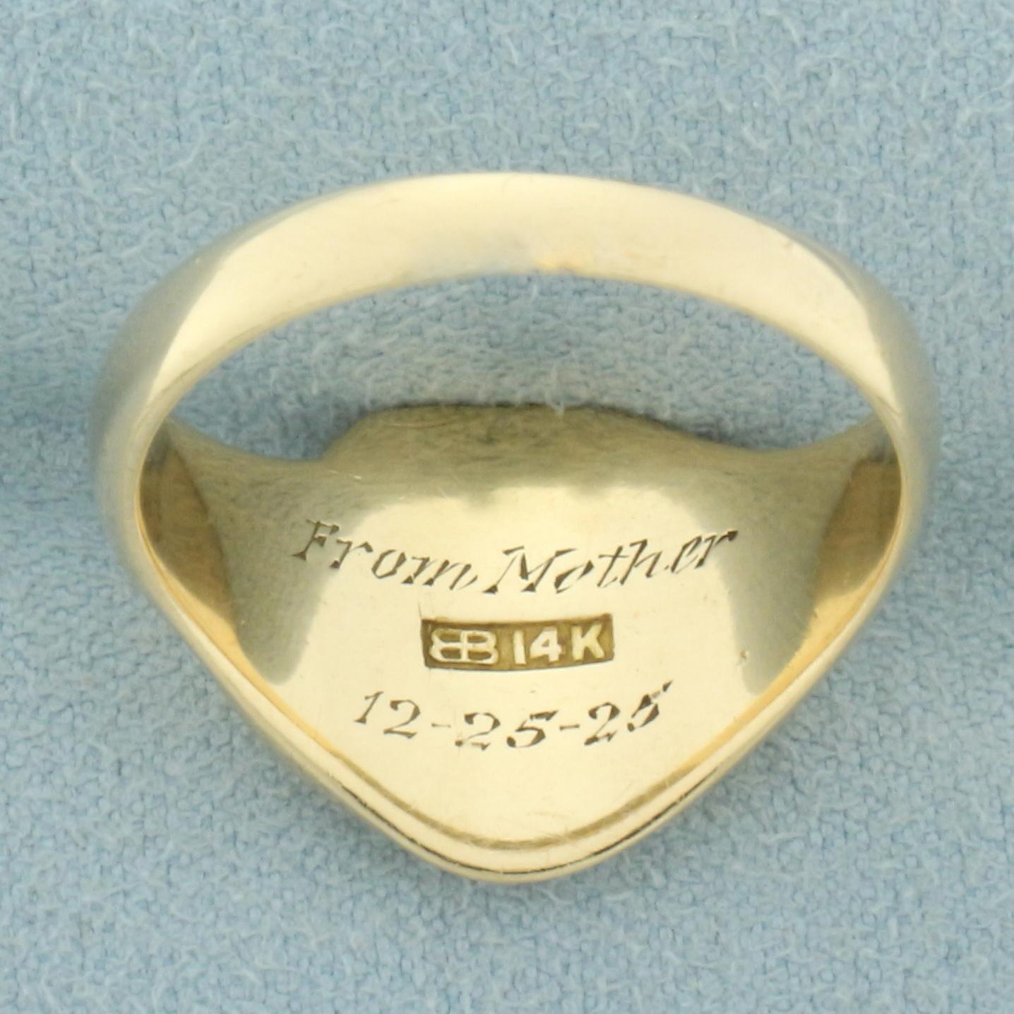 Mens Antique Signet Ring In 14k Yellow Gold