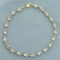 Aquamarine Tennis Bracelet In 10k Yellow Gold