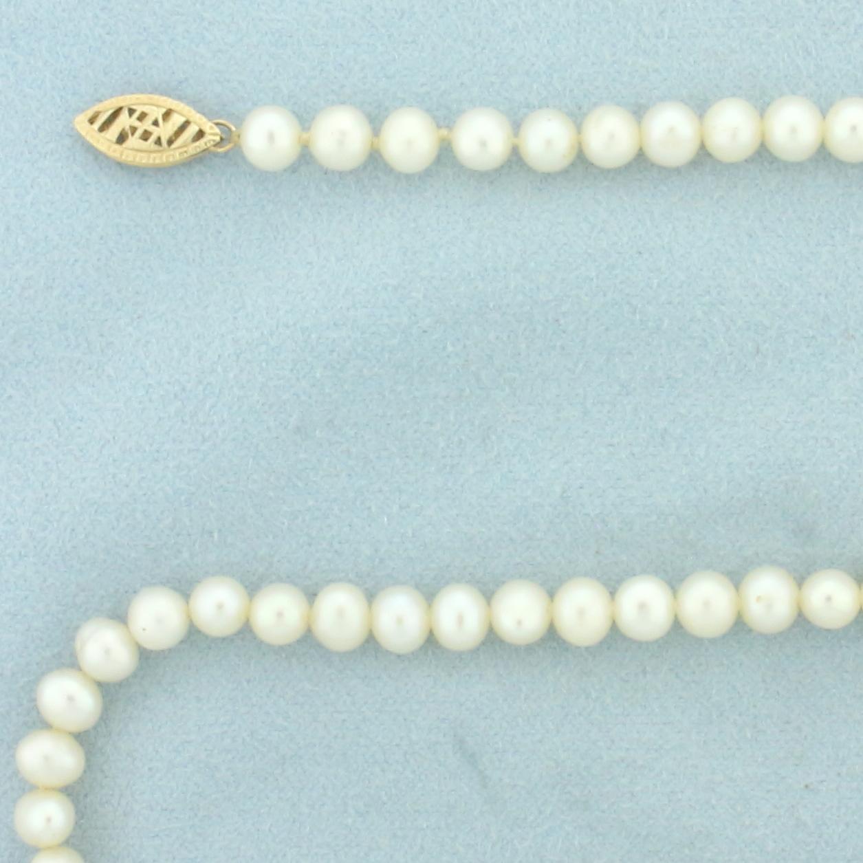 Cultured Pearl Strand Necklace With 14k Gold Clasp