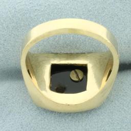 Vintage Mens Diamond E Or F Initial Monogram Ring In 14k Yellow Gold