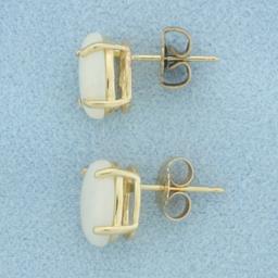 Opal Stud Earrings In 14k Yellow Gold