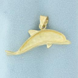 Diamond Cut Dolphin Pendant In 14k Yellow Gold