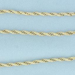 34 Inch Rope Link Chain Necklace In 14k Yellow Gold