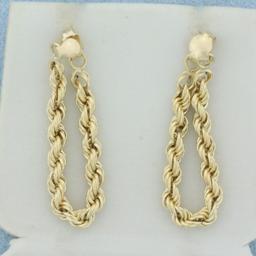 Rope Front To Back Hoop Earrings In 14k Yellow Gold