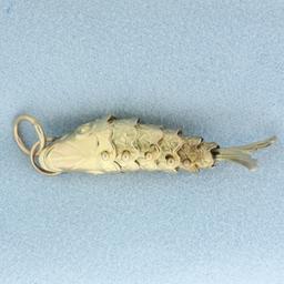 Vintage Articulating Mechanical Fish Charm Or Pendant In 14k Yellow Gold