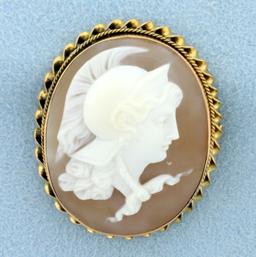 Vintage Cameo Pin In 14k Yellow Gold