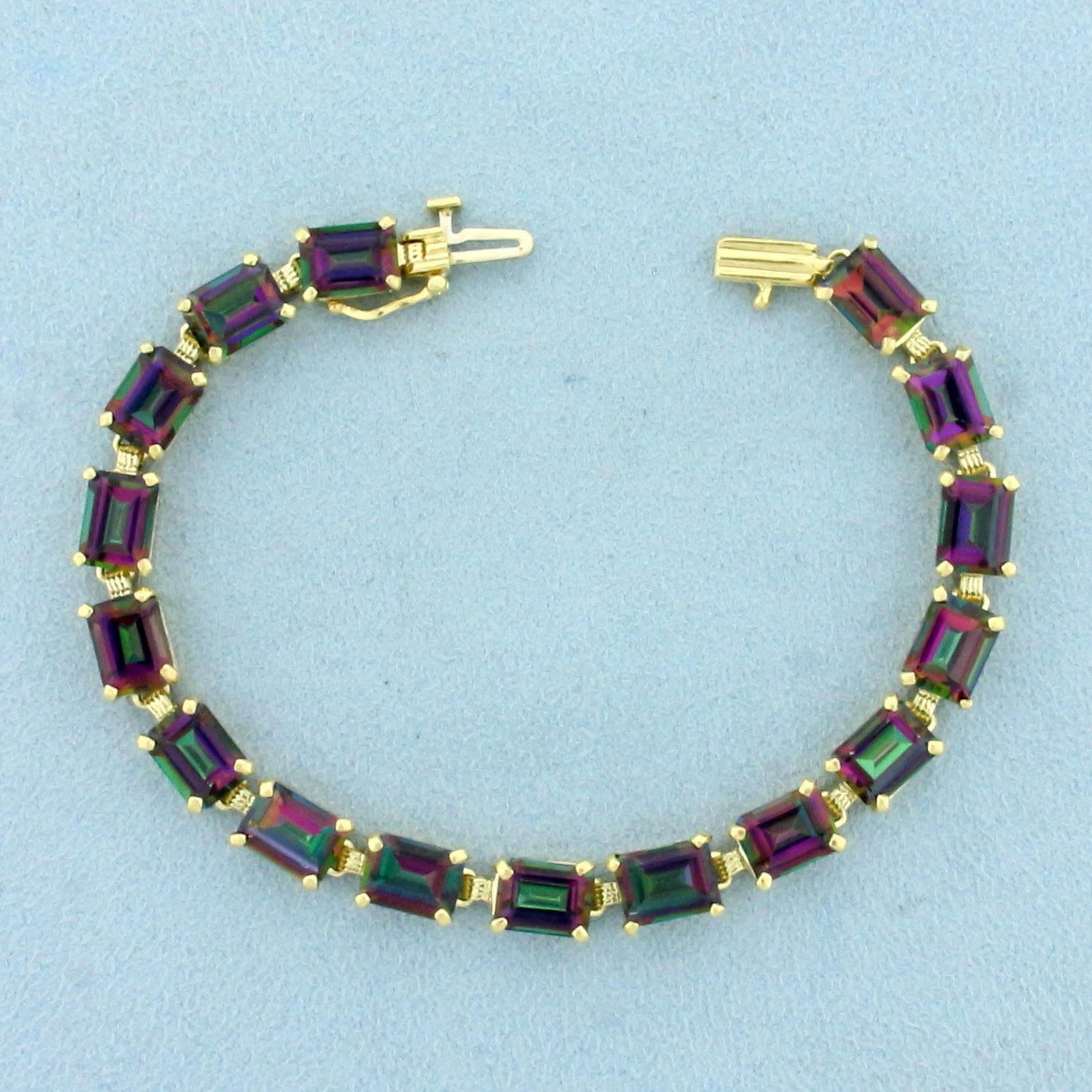 24ct Mystic Topaz Line Bracelet In 14k Yellow Gold