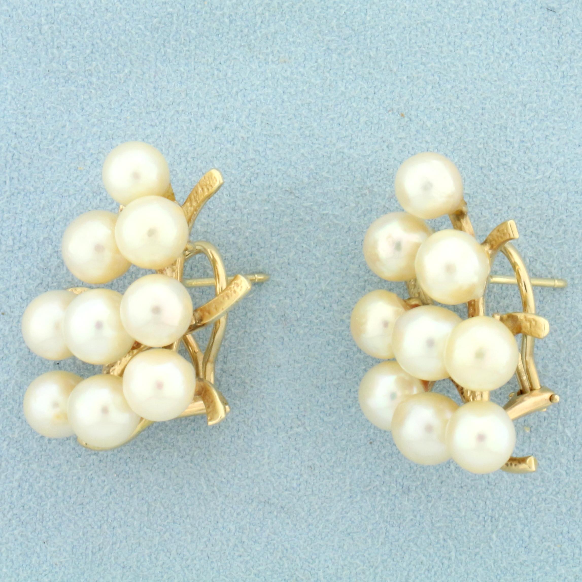 Designer Ming's Pearl Earrings In 14k Yellow Gold