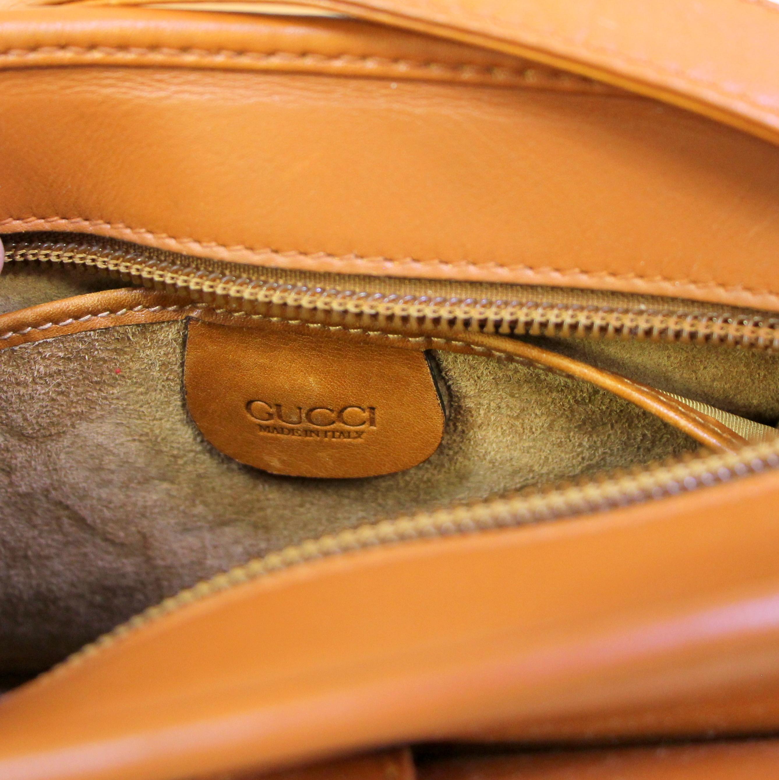Gucci Tan Leather Green Red Strip Camera Crossbag Shoulder Flap Bag