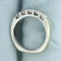 Certified Diamond Wedding Band Euro Shank Ring In 18k White Gold