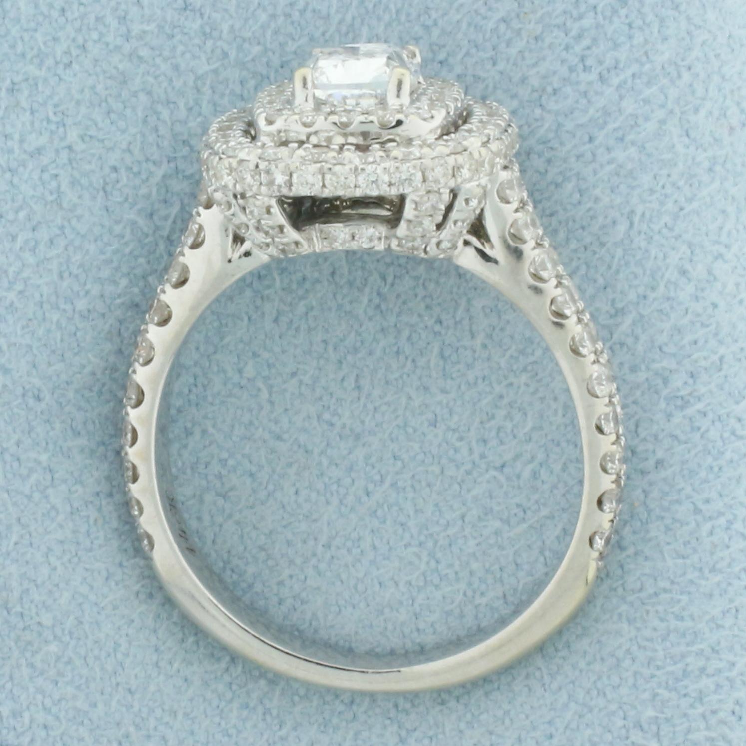 Neil Lane Cushion Cut Double Halo Engagement Ring In 14k White Gold