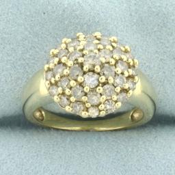 Champagne Diamond Cluster Ring In 10k Yellow Gold