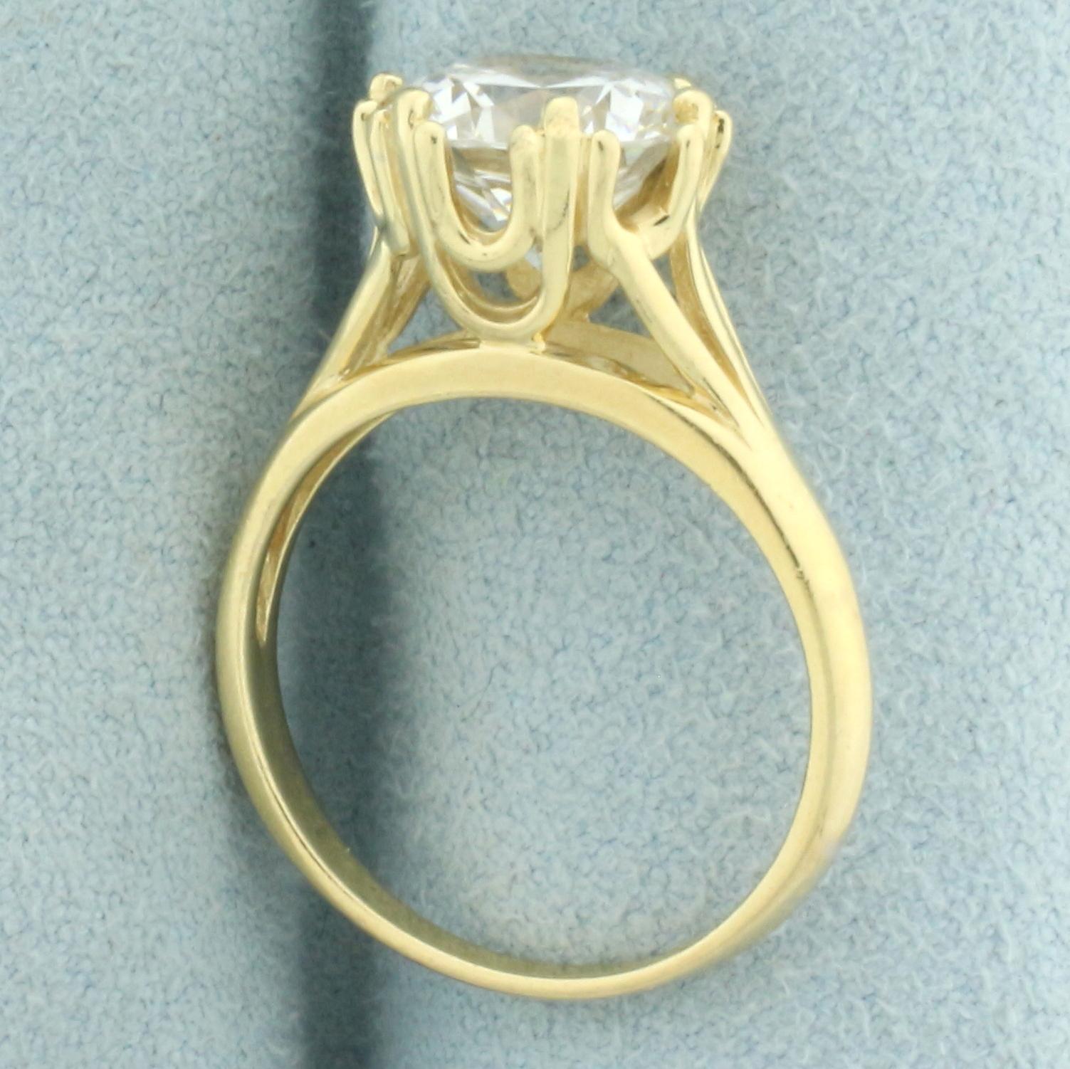 Cz Double Prong Solitaire Engagement Ring In 14k Yellow Gold