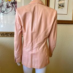 Escada Pink Lambskin Leather Blazer Jacket 38