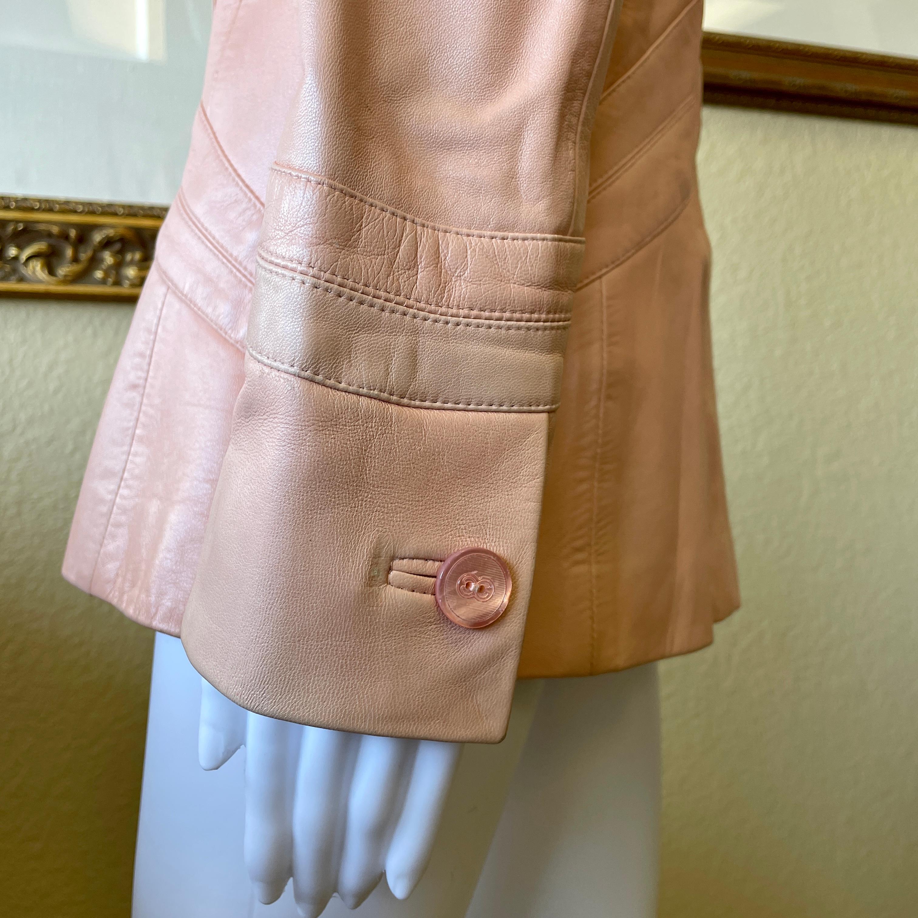 Escada Pink Lambskin Leather Blazer Jacket 38