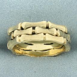 Bamboo Design Band Ring In 14k Yellow Gold