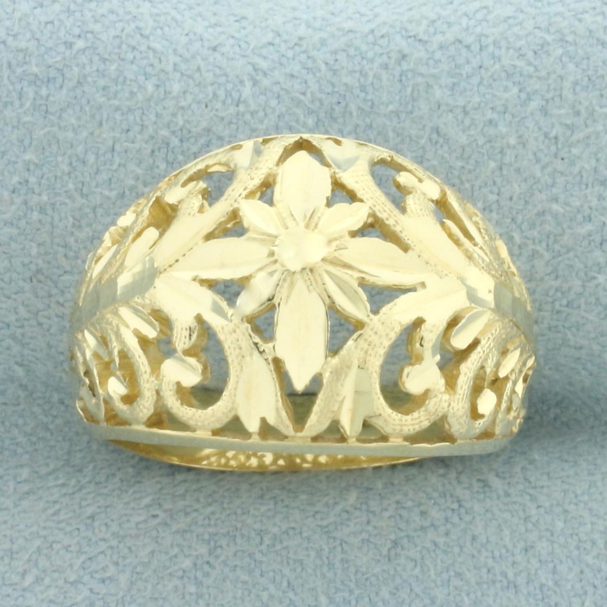 Cut Out Bombe Ring In 14k Yellow Gold