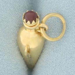 Ruby Amphora Water Jug Pendant Or Charm In 18k Yellow Gold