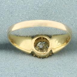 Antique Old Mine Cut Diamond Ring In 14k Yellow Gold