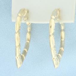 Bamboo Heart Design Hoop Earrings In 14k Yellow Gold