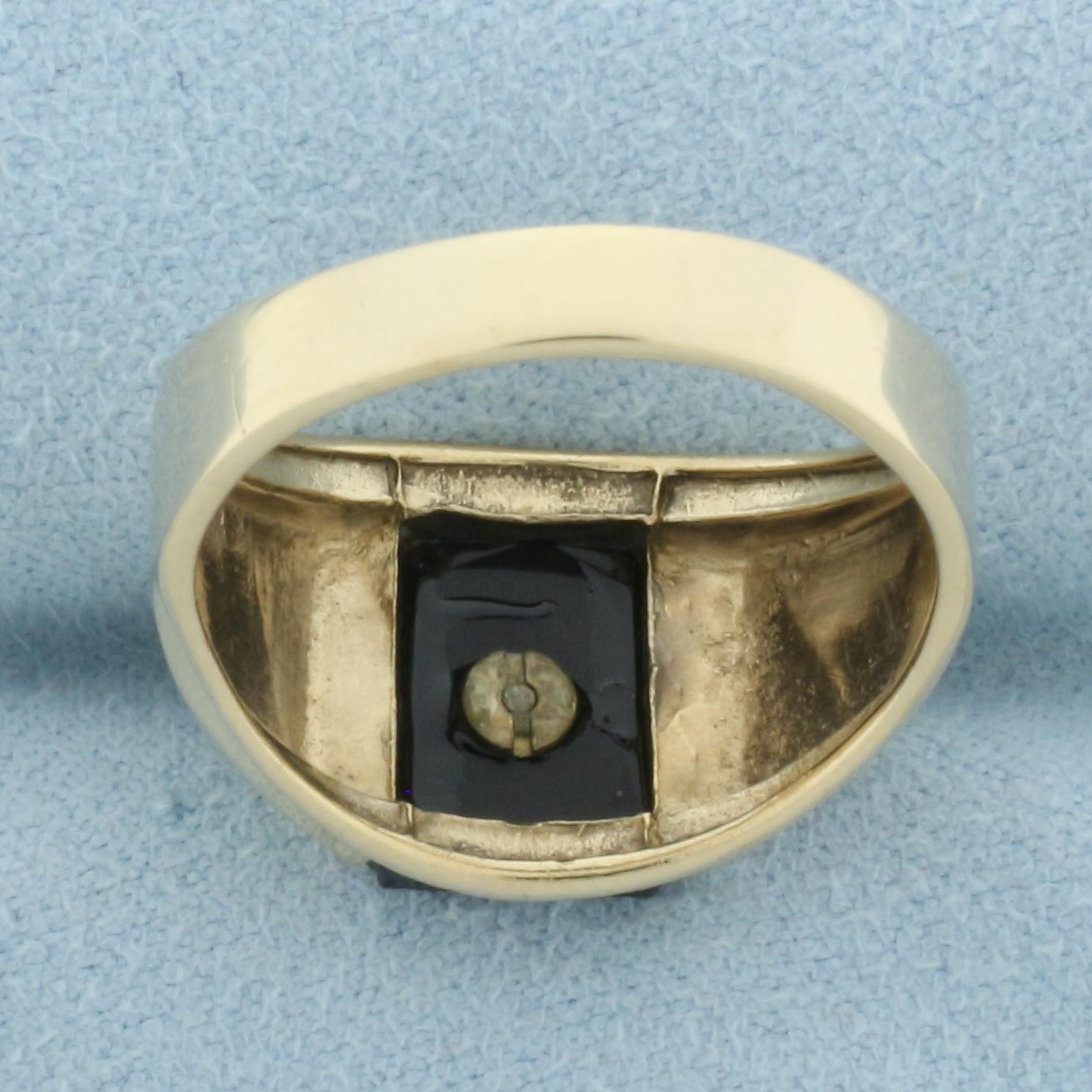 B Initial Onyx Signet Ring In 10k Yellow Gold